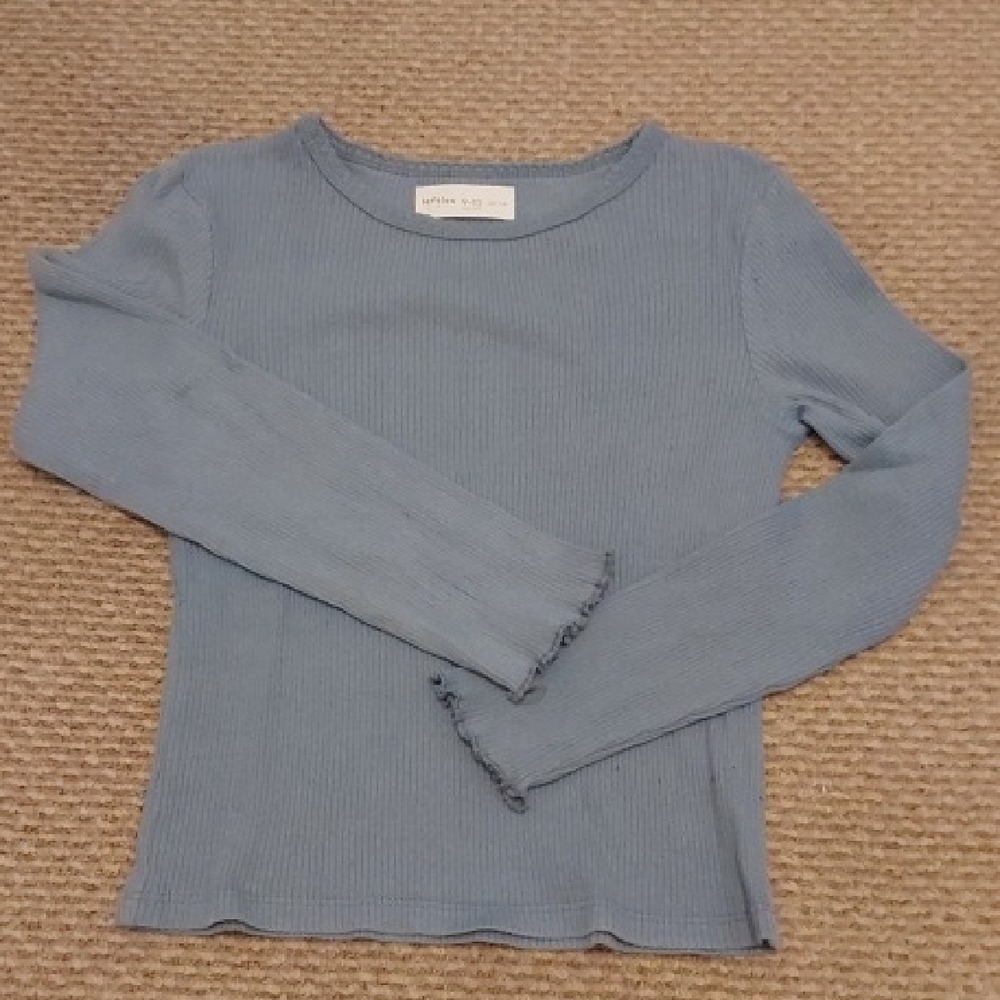 Kids Ribbed Long Sleeve Tee in Blue
